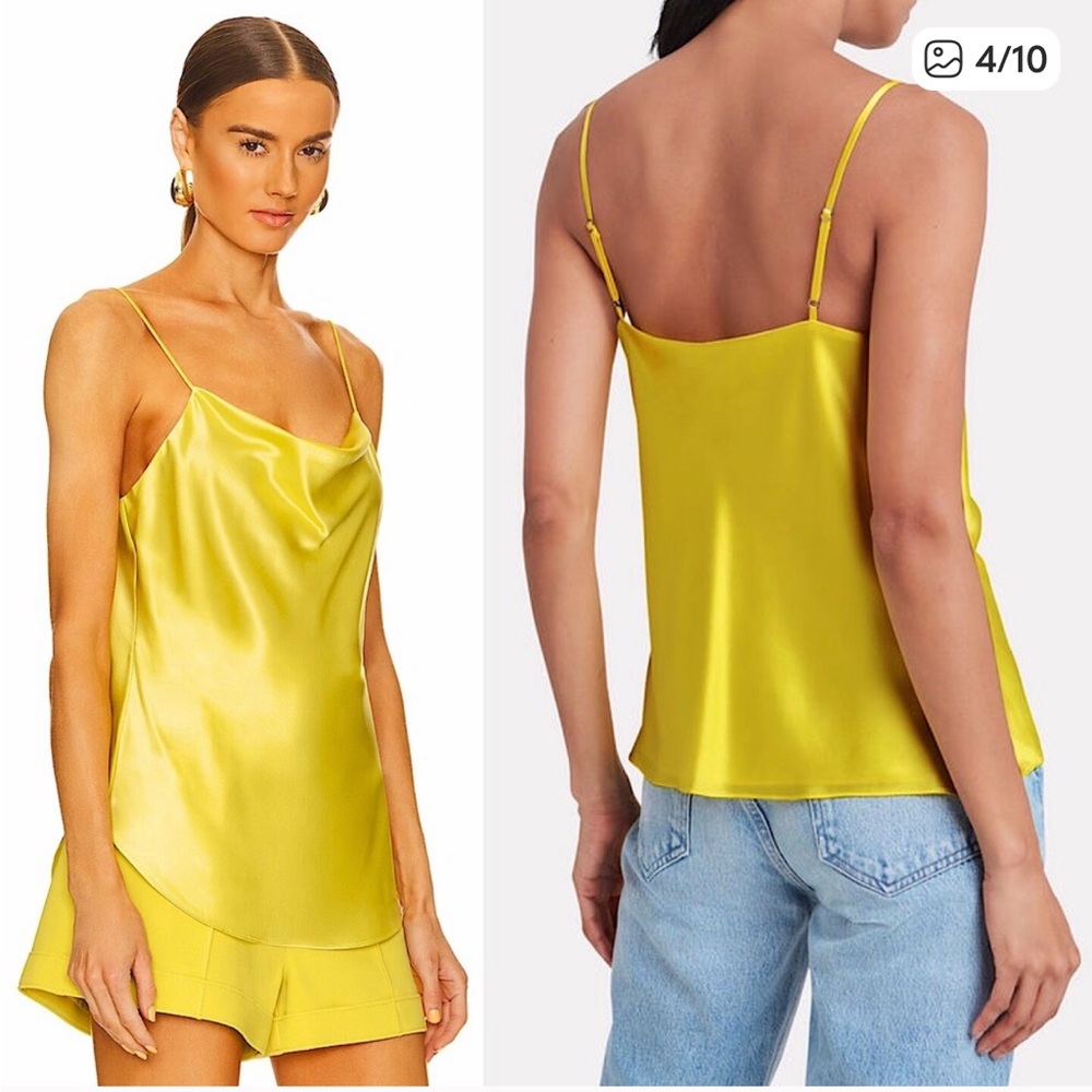 NWT L’Agence Silk drape neck camisole tank citron sz XS